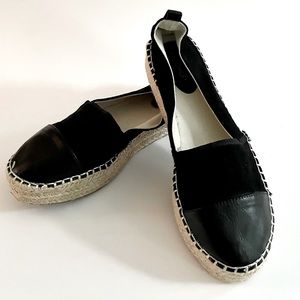 TOPSHOP Espadrilles Black Suede Slip On Shoes